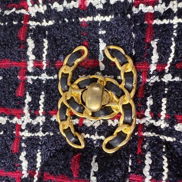 Chanel 19 Large Bag Tweed Navy Red White Multicolor - Picture 4 of 16